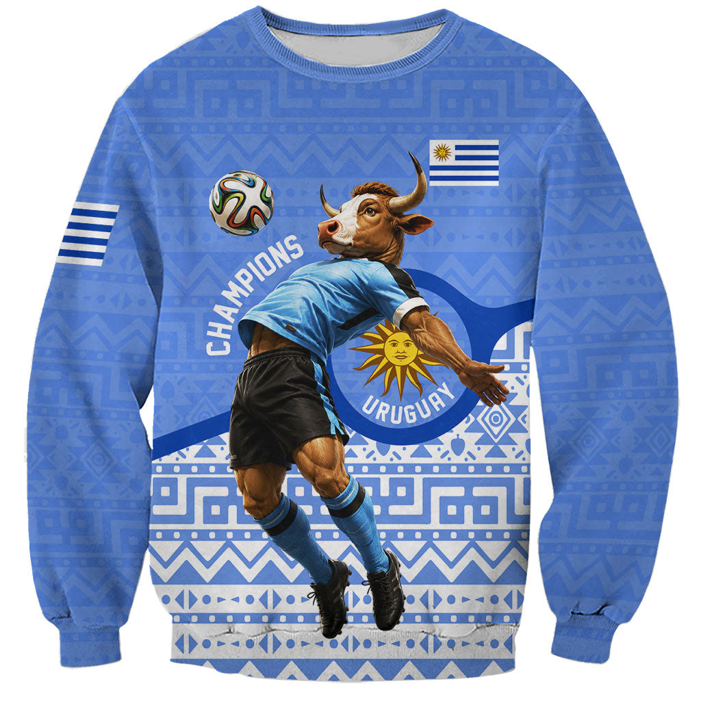 Personalized Uruguay Soccer Champions Sweatshirt Uruguayan Football Sun Of May Bull Mascot