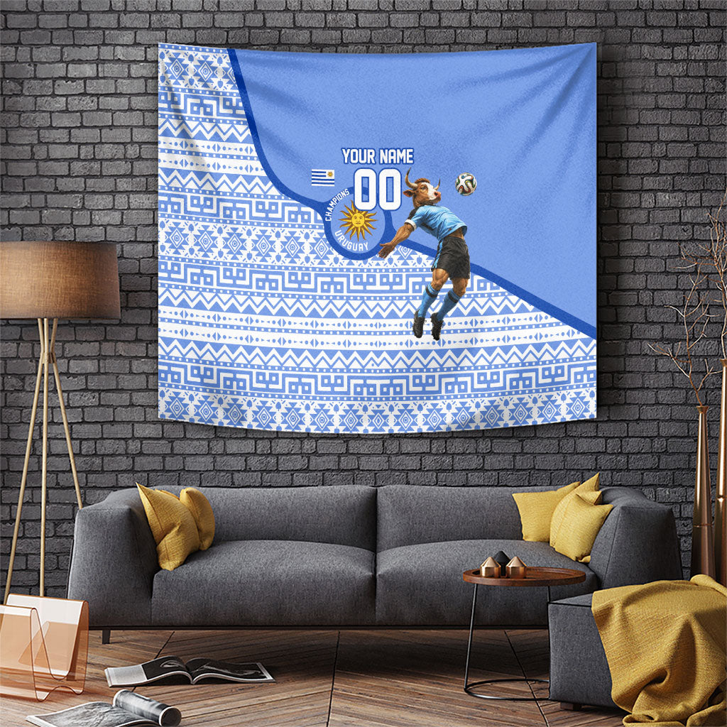 Personalized Uruguay Soccer Champions Tapestry Uruguayan Football Sun Of May Bull Mascot