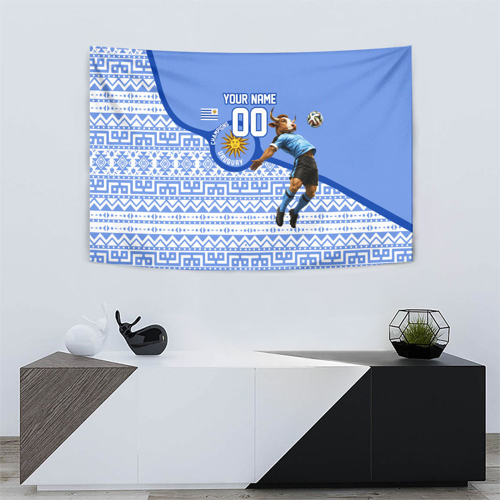 Personalized Uruguay Soccer Champions Tapestry Uruguayan Football Sun Of May Bull Mascot