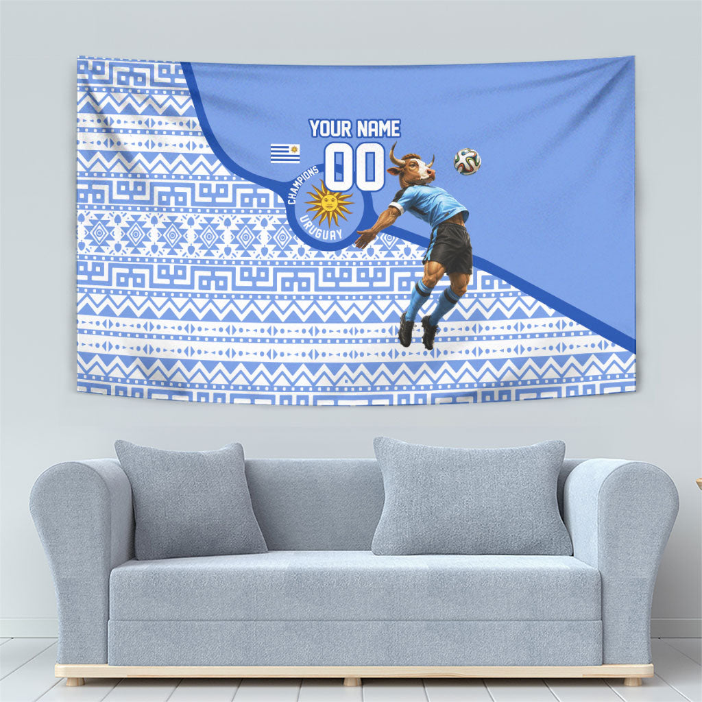 Personalized Uruguay Soccer Champions Tapestry Uruguayan Football Sun Of May Bull Mascot