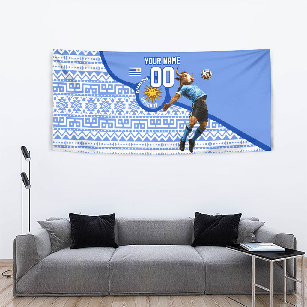 Personalized Uruguay Soccer Champions Tapestry Uruguayan Football Sun Of May Bull Mascot