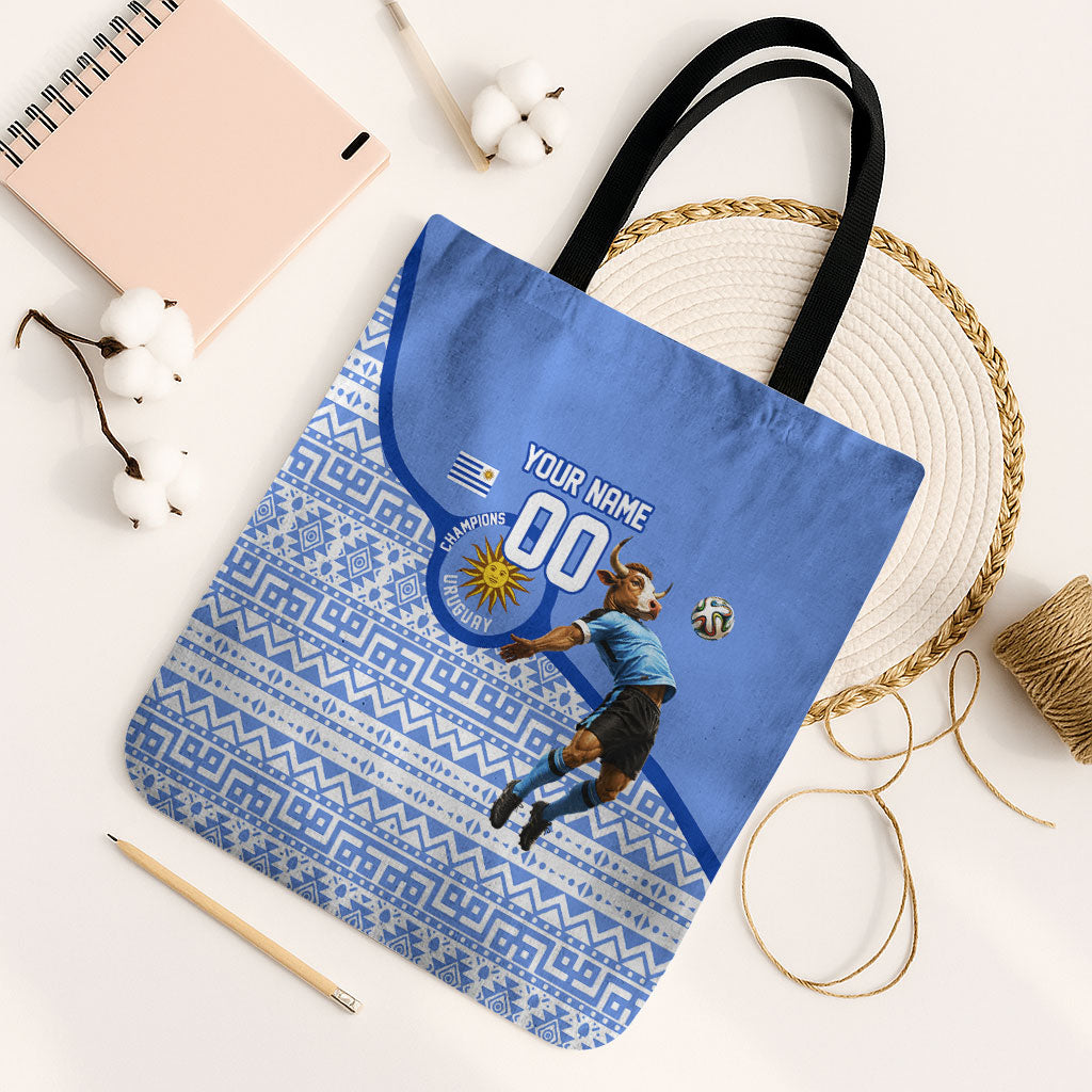 Personalized Uruguay Soccer Champions Tote Bag Uruguayan Football Sun Of May Bull Mascot