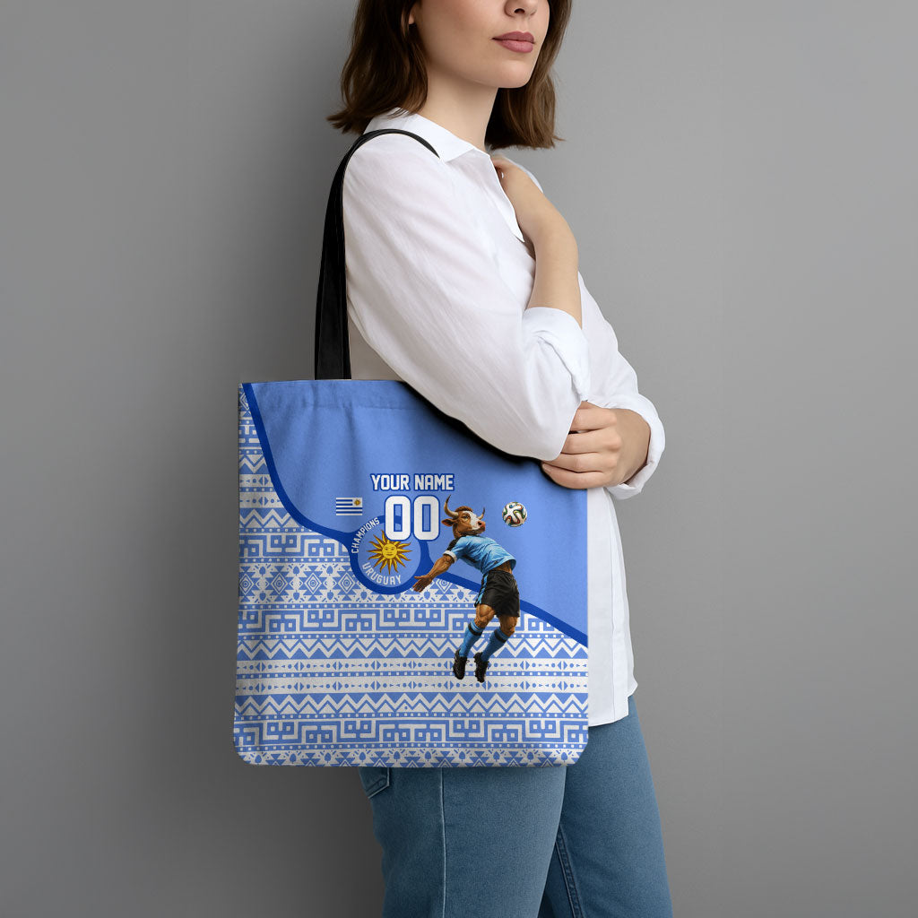 Personalized Uruguay Soccer Champions Tote Bag Uruguayan Football Sun Of May Bull Mascot