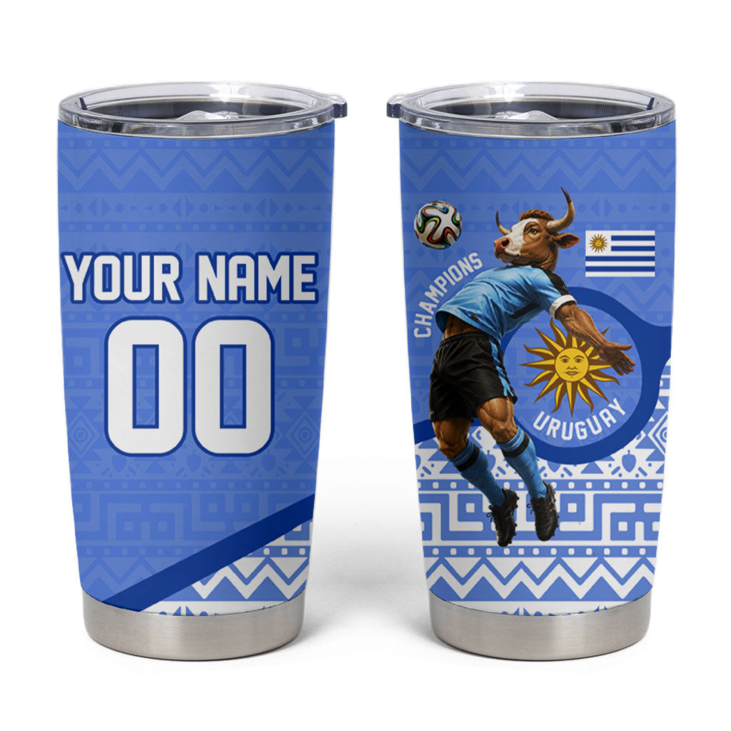 Personalized Uruguay Soccer Champions Tumbler Cup Uruguayan Football Sun Of May Bull Mascot