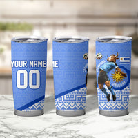 Personalized Uruguay Soccer Champions Tumbler Cup Uruguayan Football Sun Of May Bull Mascot