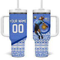 Personalized Uruguay Soccer Champions Tumbler With Handle Uruguayan Football Sun Of May Bull Mascot