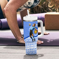 Personalized Uruguay Soccer Champions Tumbler With Handle Uruguayan Football Sun Of May Bull Mascot