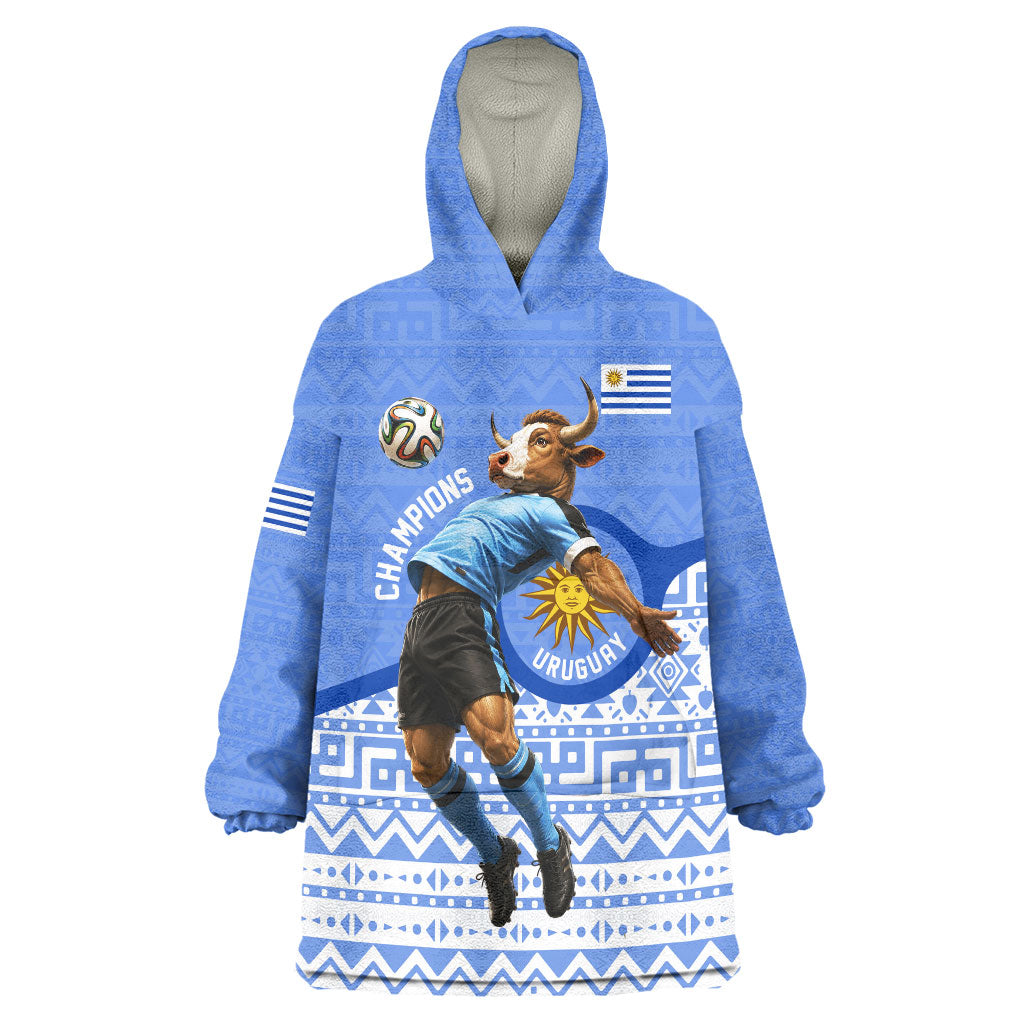 Personalized Uruguay Soccer Champions Wearable Blanket Hoodie Uruguayan Football Sun Of May Bull Mascot