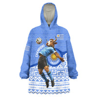 Personalized Uruguay Soccer Champions Wearable Blanket Hoodie Uruguayan Football Sun Of May Bull Mascot