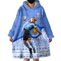 Personalized Uruguay Soccer Champions Wearable Blanket Hoodie Uruguayan Football Sun Of May Bull Mascot