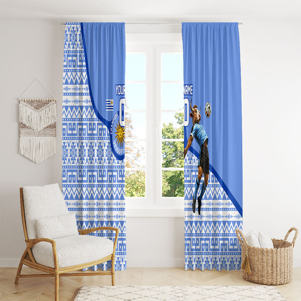 Personalized Uruguay Soccer Champions Window Curtain Uruguayan Football Sun Of May Bull Mascot
