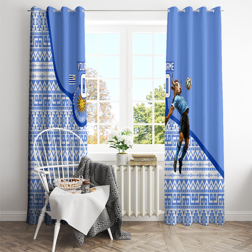 Personalized Uruguay Soccer Champions Window Curtain Uruguayan Football Sun Of May Bull Mascot