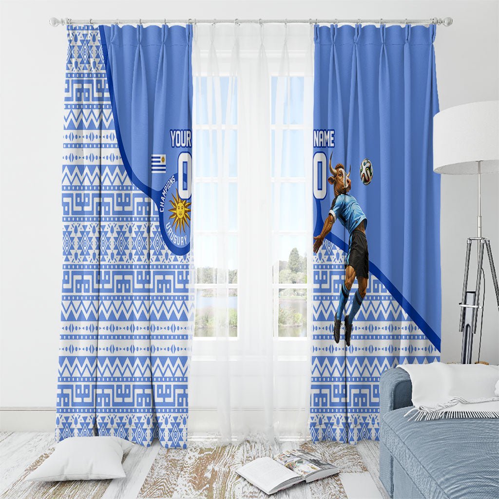 Personalized Uruguay Soccer Champions Window Curtain Uruguayan Football Sun Of May Bull Mascot