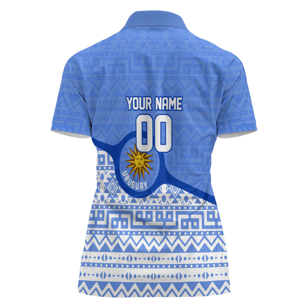 Personalized Uruguay Soccer Champions Women Polo Shirt Uruguayan Football Sun Of May Bull Mascot