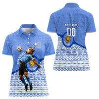Personalized Uruguay Soccer Champions Women Polo Shirt Uruguayan Football Sun Of May Bull Mascot