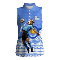 Personalized Uruguay Soccer Champions Women Sleeveless Polo Shirt Uruguayan Football Sun Of May Bull Mascot