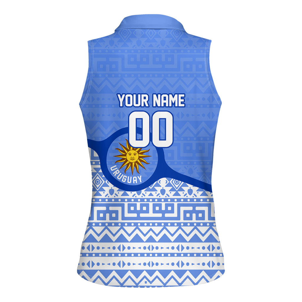 Personalized Uruguay Soccer Champions Women Sleeveless Polo Shirt Uruguayan Football Sun Of May Bull Mascot