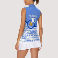 Personalized Uruguay Soccer Champions Women Sleeveless Polo Shirt Uruguayan Football Sun Of May Bull Mascot