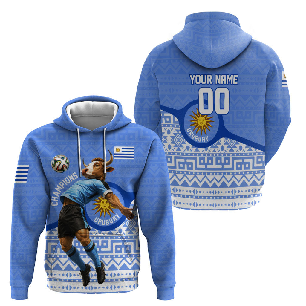 Personalized Uruguay Soccer Champions Zip Hoodie Uruguayan Football Sun Of May Bull Mascot