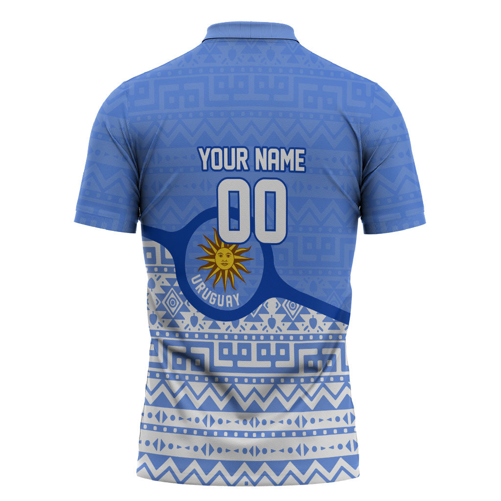 Personalized Uruguay Soccer Champions Zipper Polo Shirt Uruguayan Football Sun Of May Bull Mascot