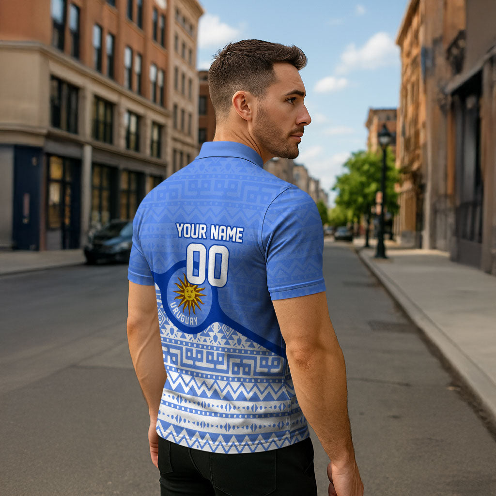 Personalized Uruguay Soccer Champions Zipper Polo Shirt Uruguayan Football Sun Of May Bull Mascot