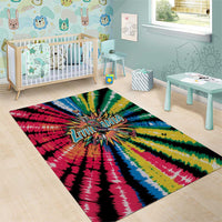 Lithuania Tie Dye Basketball Area Rug with Skeleton Dunk Graphic and Retro Colors - Wonder Print Shop