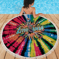 Lithuania Tie Dye Basketball Beach Blanket with Skeleton Dunk Graphic and Retro Colors - Wonder Print Shop