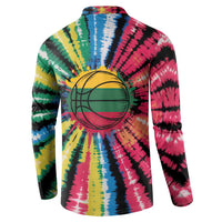 Lithuania Tie Dye Basketball Button Sweatshirt with Skeleton Dunk Graphic and Retro Colors - Wonder Print Shop