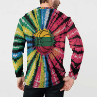 Lithuania Tie Dye Basketball Button Sweatshirt with Skeleton Dunk Graphic and Retro Colors - Wonder Print Shop