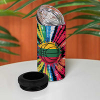 Lithuania Tie Dye Basketball 4 in 1 Can Cooler Tumbler with Skeleton Dunk Graphic and Retro Colors - Wonder Print Shop