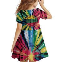 Lithuania Tie Dye Basketball Family Matching Short Sleeve Bodycon Dress and Hawaiian Shirt with Skeleton Dunk Graphic and Retro Colors - Wonder Print Shop