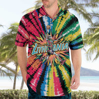 Lithuania Tie Dye Basketball Hawaiian Shirt with Skeleton Dunk Graphic and Retro Colors - Wonder Print Shop