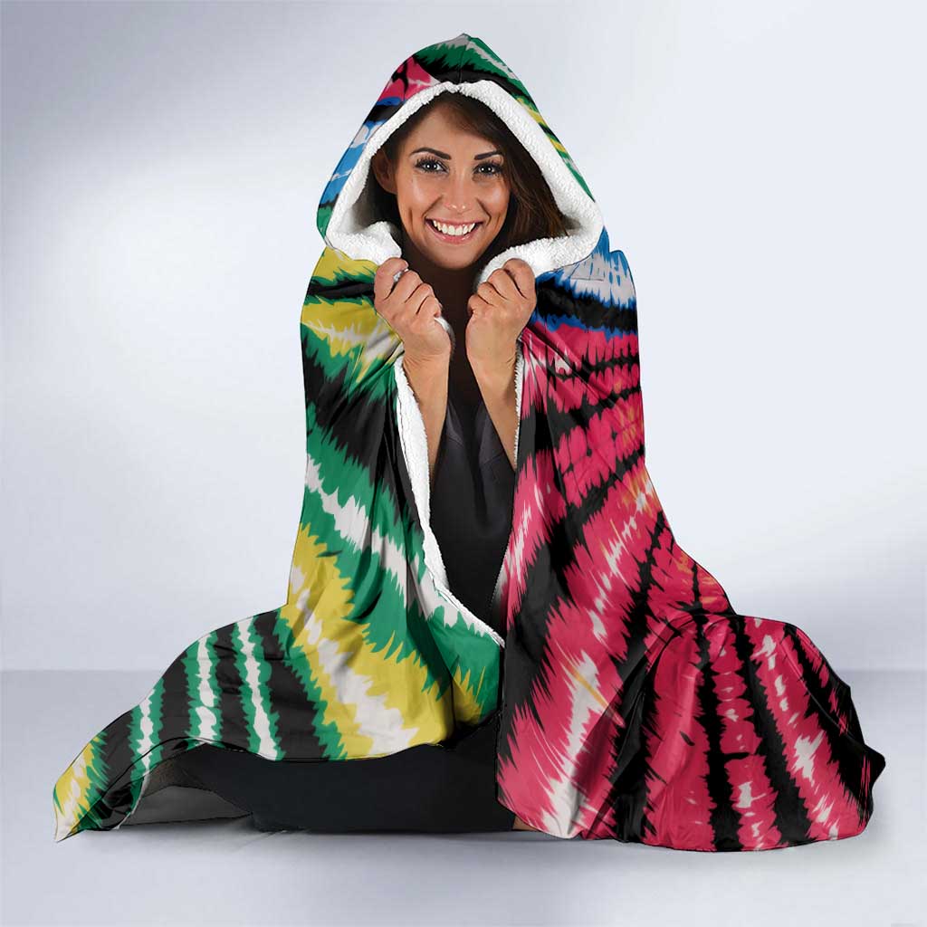 Lithuania Tie Dye Basketball Hooded Blanket with Skeleton Dunk Graphic and Retro Colors - Wonder Print Shop