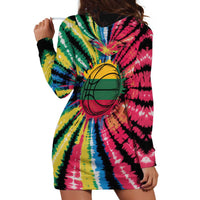 Lithuania Tie Dye Basketball Hoodie Dress with Skeleton Dunk Graphic and Retro Colors - Wonder Print Shop