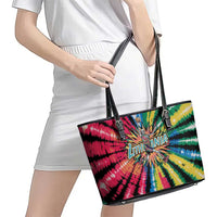 Lithuania Tie Dye Basketball Leather Tote Bag with Skeleton Dunk Graphic and Retro Colors - Wonder Print Shop