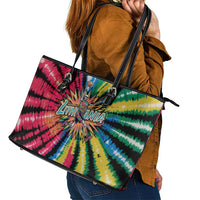 Lithuania Tie Dye Basketball Leather Tote Bag with Skeleton Dunk Graphic and Retro Colors - Wonder Print Shop