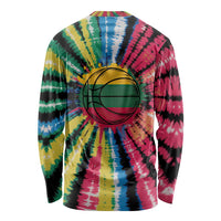 Lithuania Tie Dye Basketball Long Sleeve Shirt with Skeleton Dunk Graphic and Retro Colors - Wonder Print Shop