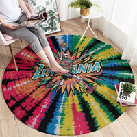 Lithuania Tie Dye Basketball Round Carpet with Skeleton Dunk Graphic and Retro Colors - Wonder Print Shop