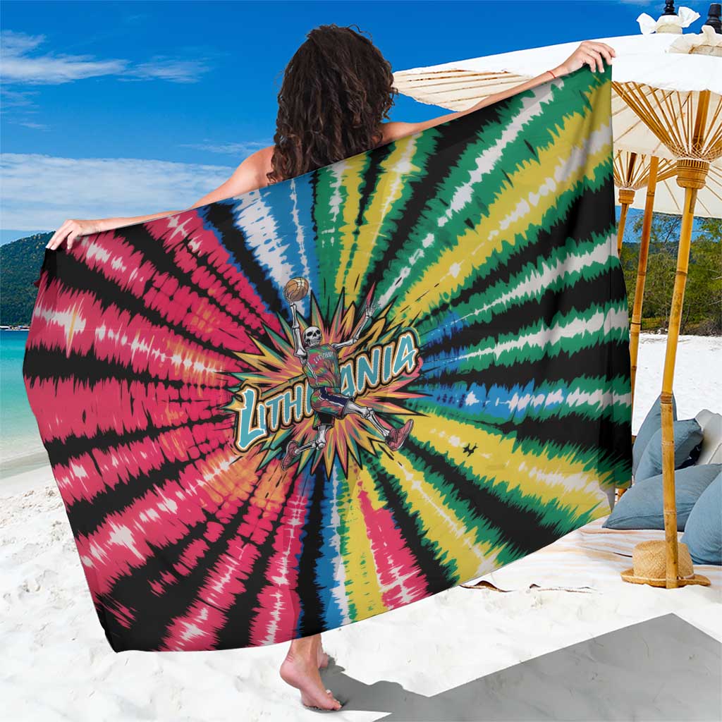 Lithuania Tie Dye Basketball Sarong with Skeleton Dunk Graphic and Retro Colors - Wonder Print Shop