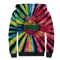 Lithuania Tie Dye Basketball Sherpa Hoodie with Skeleton Dunk Graphic and Retro Colors - Wonder Print Shop