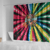 Lithuania Tie Dye Basketball Shower Curtain with Skeleton Dunk Graphic and Retro Colors - Wonder Print Shop