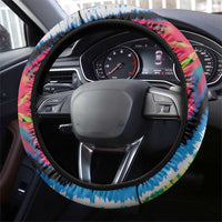 Lithuania Tie Dye Basketball Steering Wheel Cover with Skeleton Dunk Graphic and Retro Colors - Wonder Print Shop