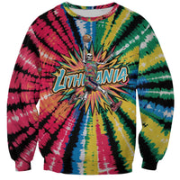 Lithuania Tie Dye Basketball Sweatshirt with Skeleton Dunk Graphic and Retro Colors - Wonder Print Shop