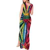 Lithuania Tie Dye Basketball Tank Maxi Dress with Skeleton Dunk Graphic and Retro Colors - Wonder Print Shop