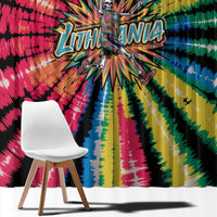 Lithuania Tie Dye Basketball Window Curtain with Skeleton Dunk Graphic and Retro Colors - Wonder Print Shop