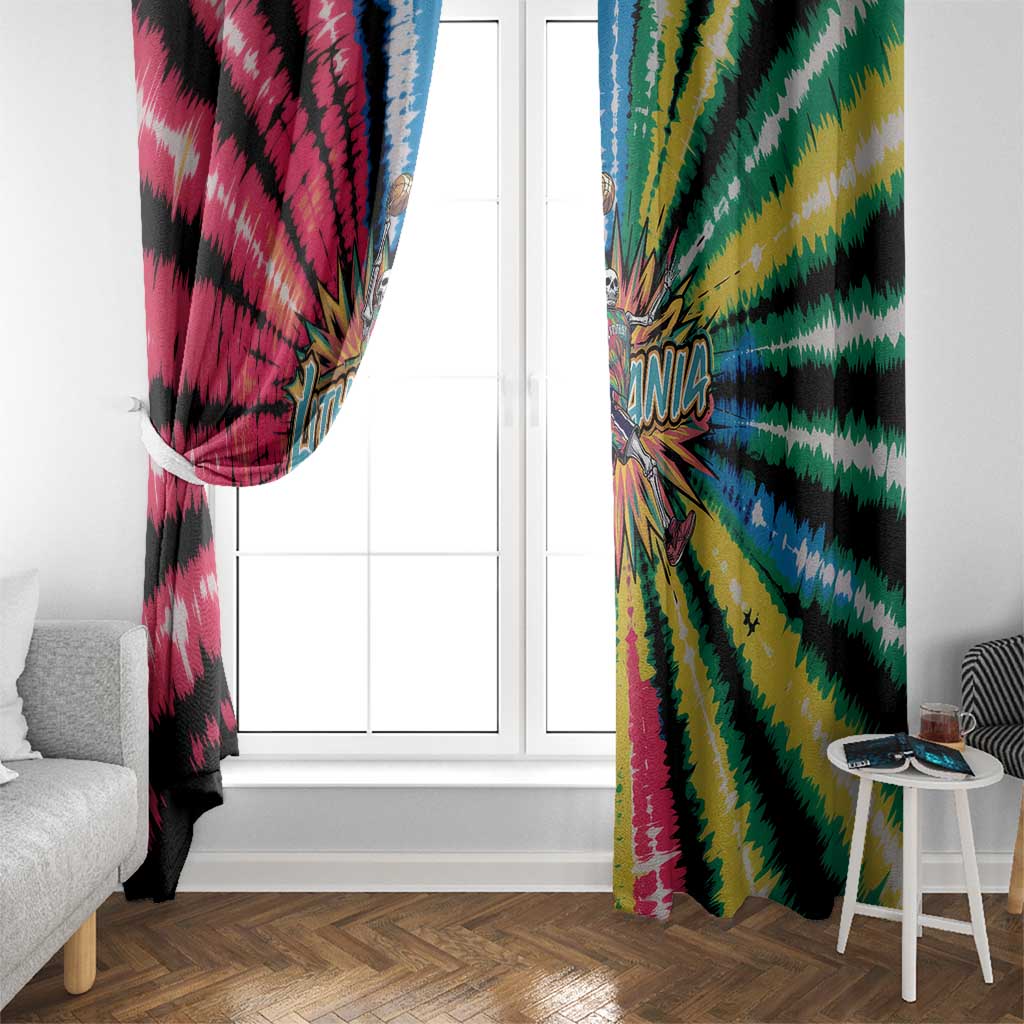 Lithuania Tie Dye Basketball Window Curtain with Skeleton Dunk Graphic and Retro Colors - Wonder Print Shop