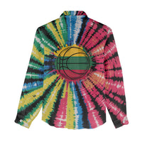 Lithuania Tie Dye Basketball Women Casual Shirt with Skeleton Dunk Graphic and Retro Colors - Wonder Print Shop