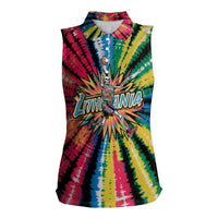 Lithuania Tie Dye Basketball Women Sleeveless Polo Shirt with Skeleton Dunk Graphic and Retro Colors - Wonder Print Shop