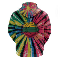 Lithuania Tie Dye Basketball Zip Hoodie with Skeleton Dunk Graphic and Retro Colors - Wonder Print Shop