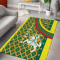 Lithuania Knight Pattern Area Rug with Traditional Green Yellow Red Design and Vytis Emblem - Wonder Print Shop